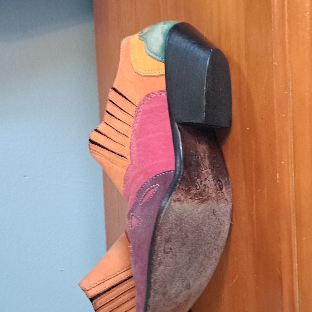 Circle S Brand Western Suede Shoes Colorful Size 7.5M - Picture 7 of 7